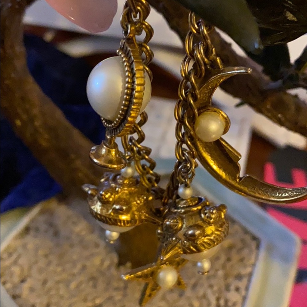Vintage Circo charms moon face pearl bracelet